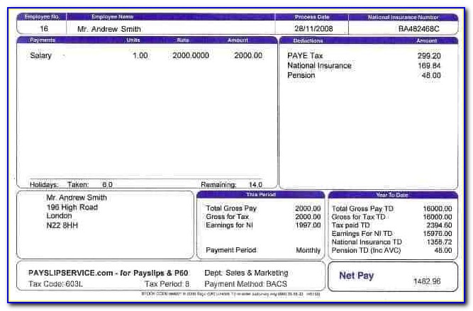 Free Payslip Template Uk Excel