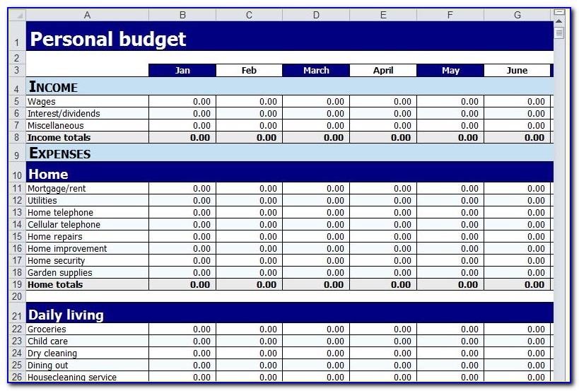 Free Personal Budget Template For Ipad