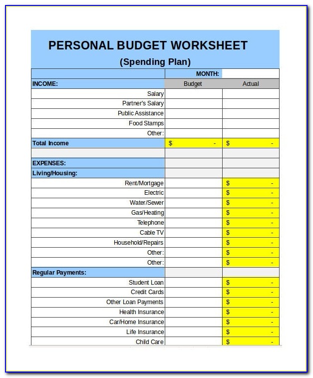 Free Personal Budget Templates