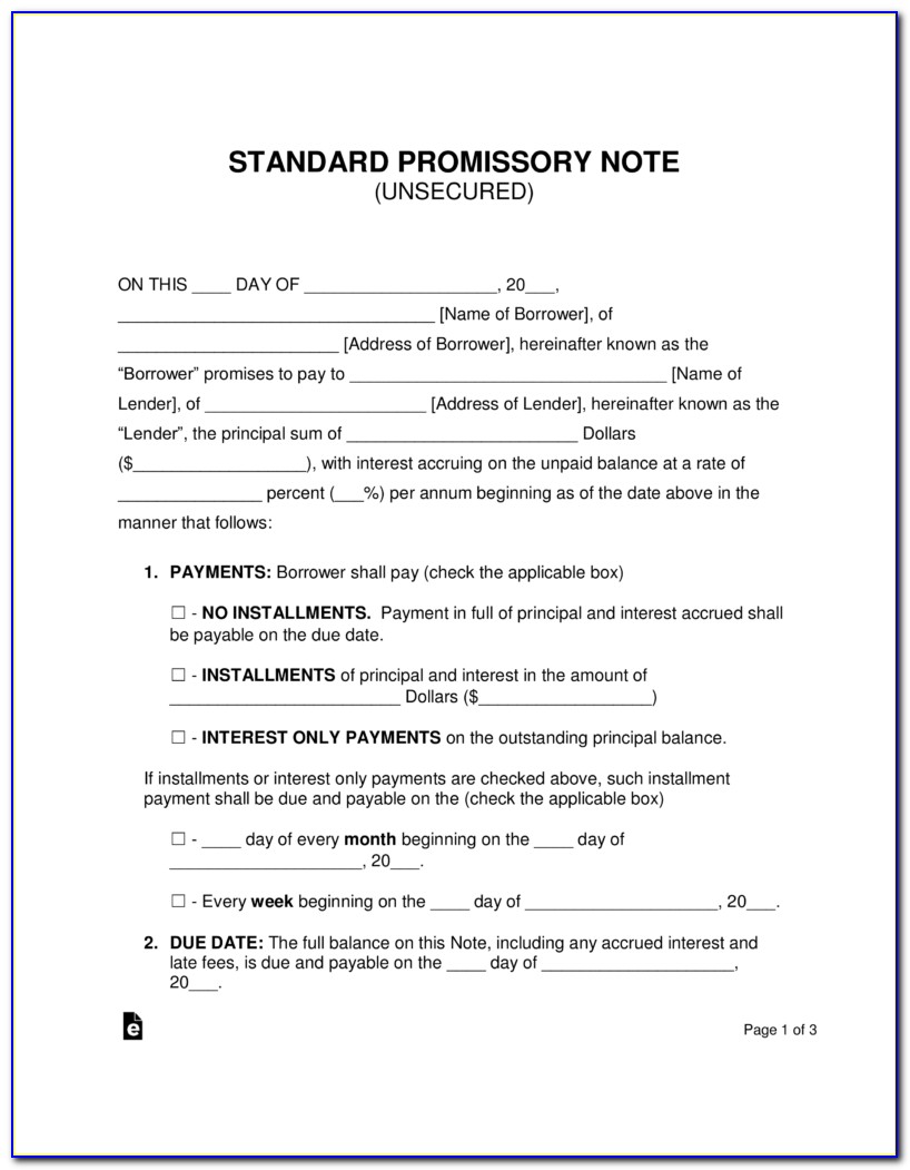 Free Personal Promissory Note Sample