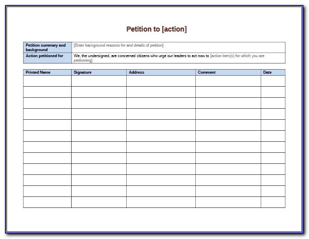 Free Petition Forms Templates