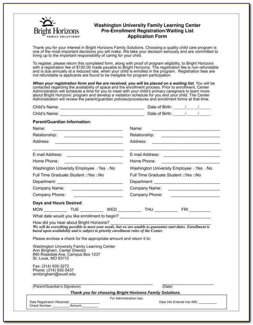 Free Pre Registration Form Template