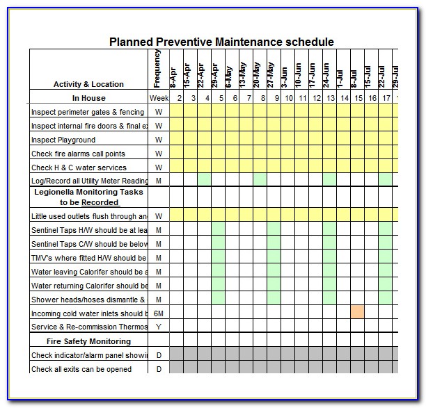 Free Preventive Maintenance Schedule Template Excel