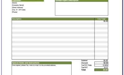 Free Price Quote Template Excel