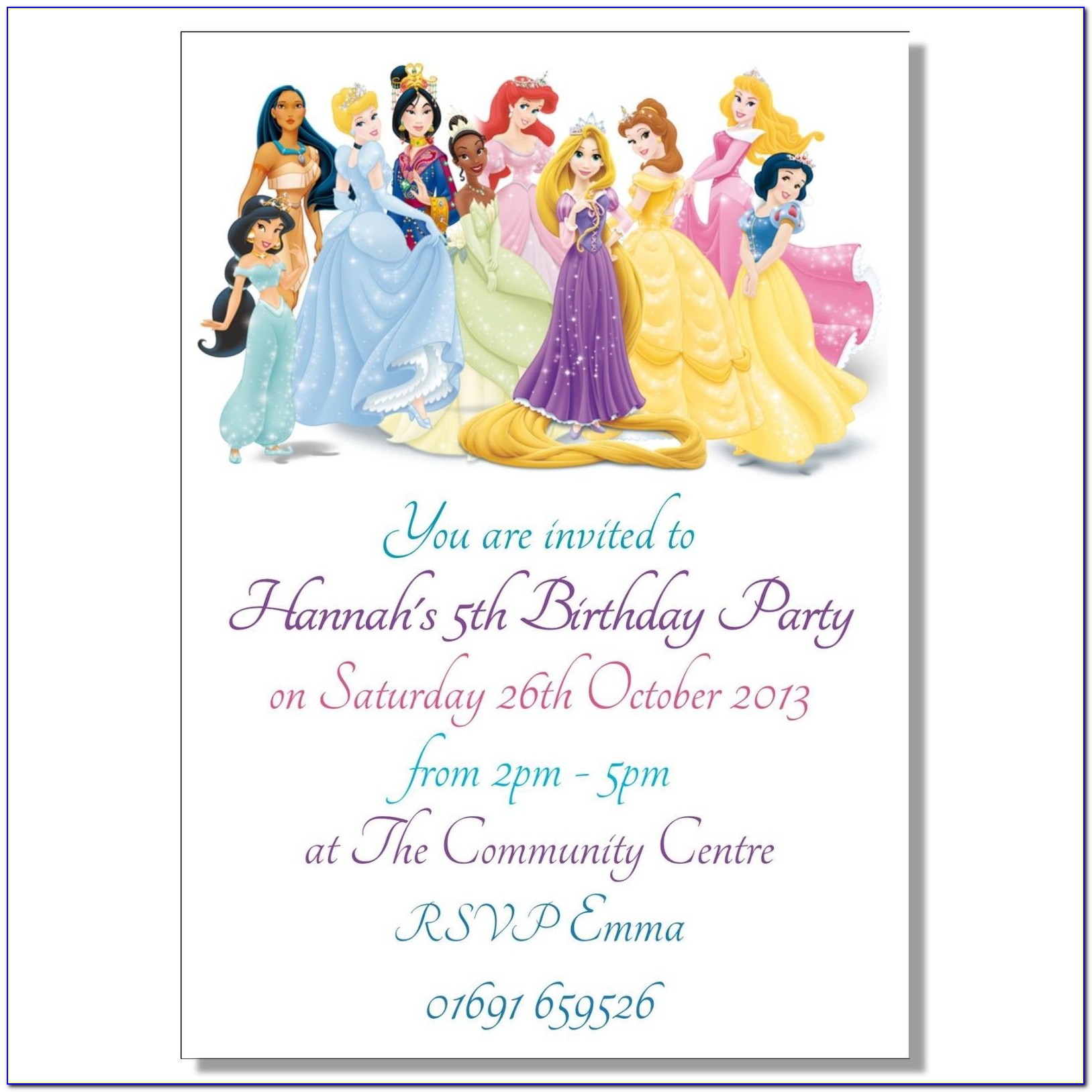 Free Princess Birthday Invitation Card Template