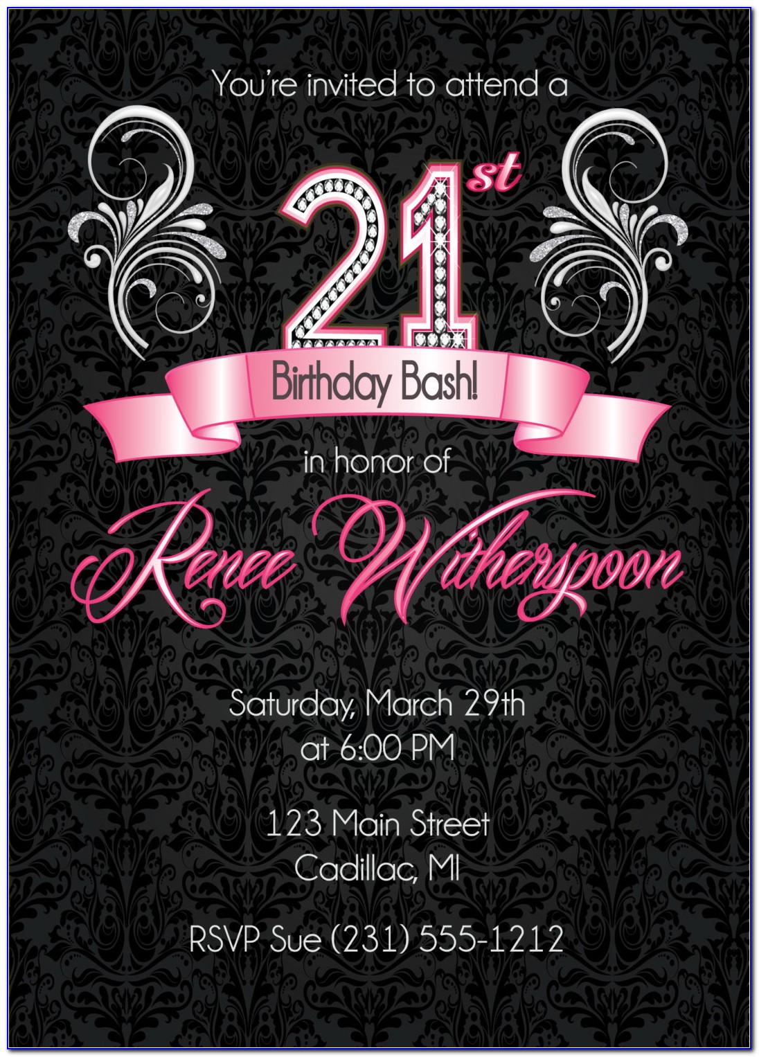 Free Printable 21st Birthday Party Invitation Templates