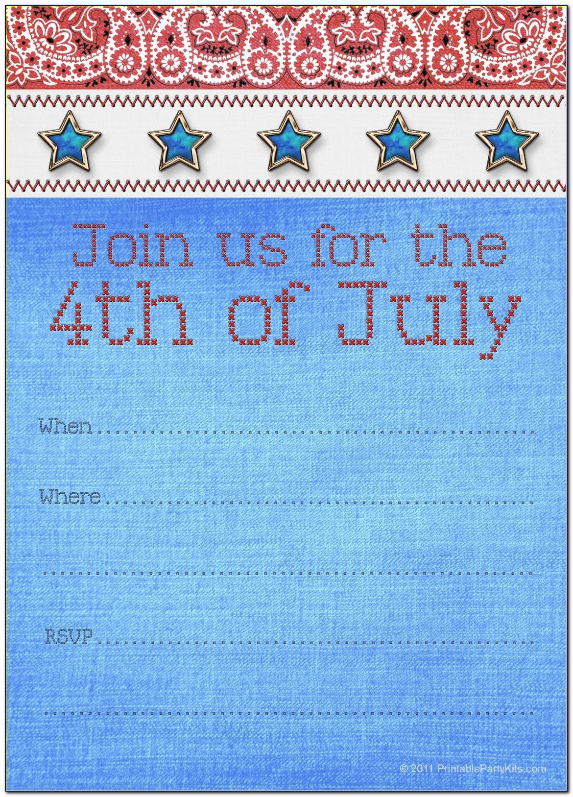 Free Printable 4 Th Of July Invitation Templates