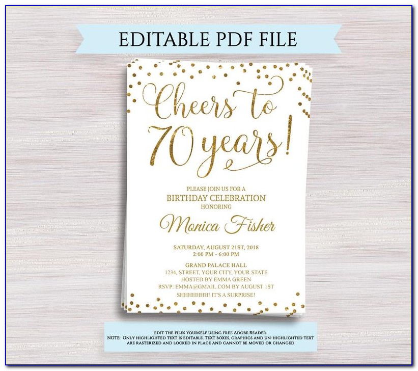 Free Printable 70th Birthday Invitations Templates