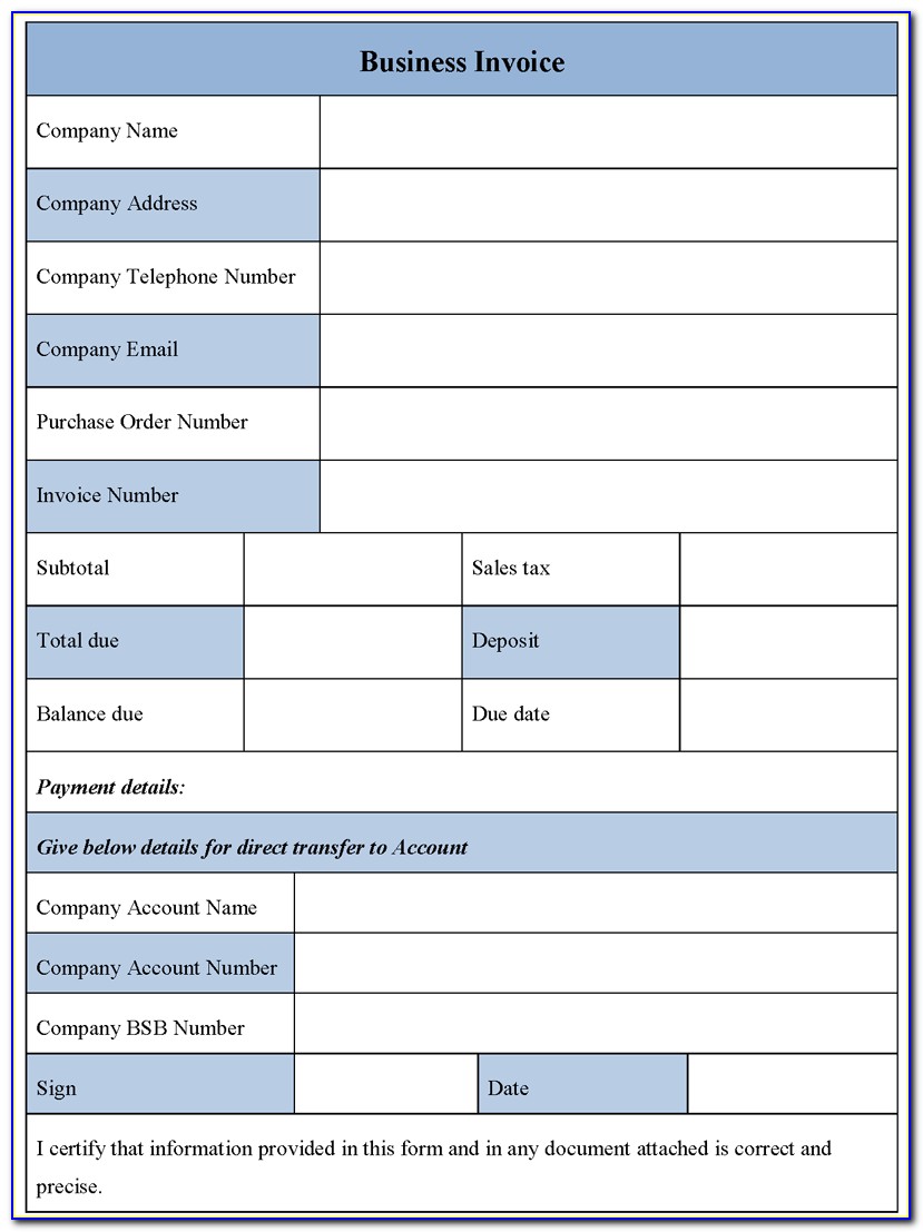 Free Printable Business Invoice Forms