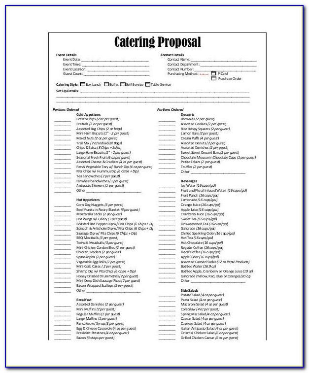 Free Printable Catering Proposal Template