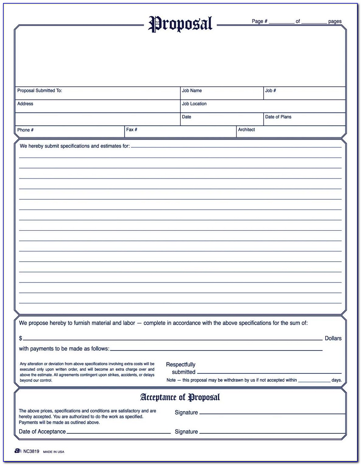 Free Printable Construction Contracts Forms