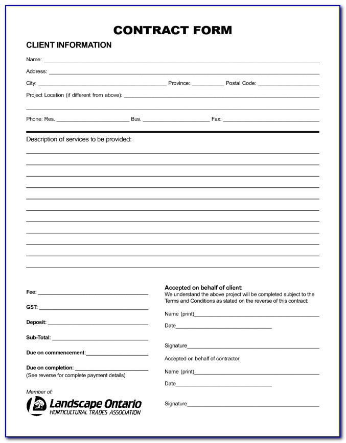 Free Printable Contract Forms