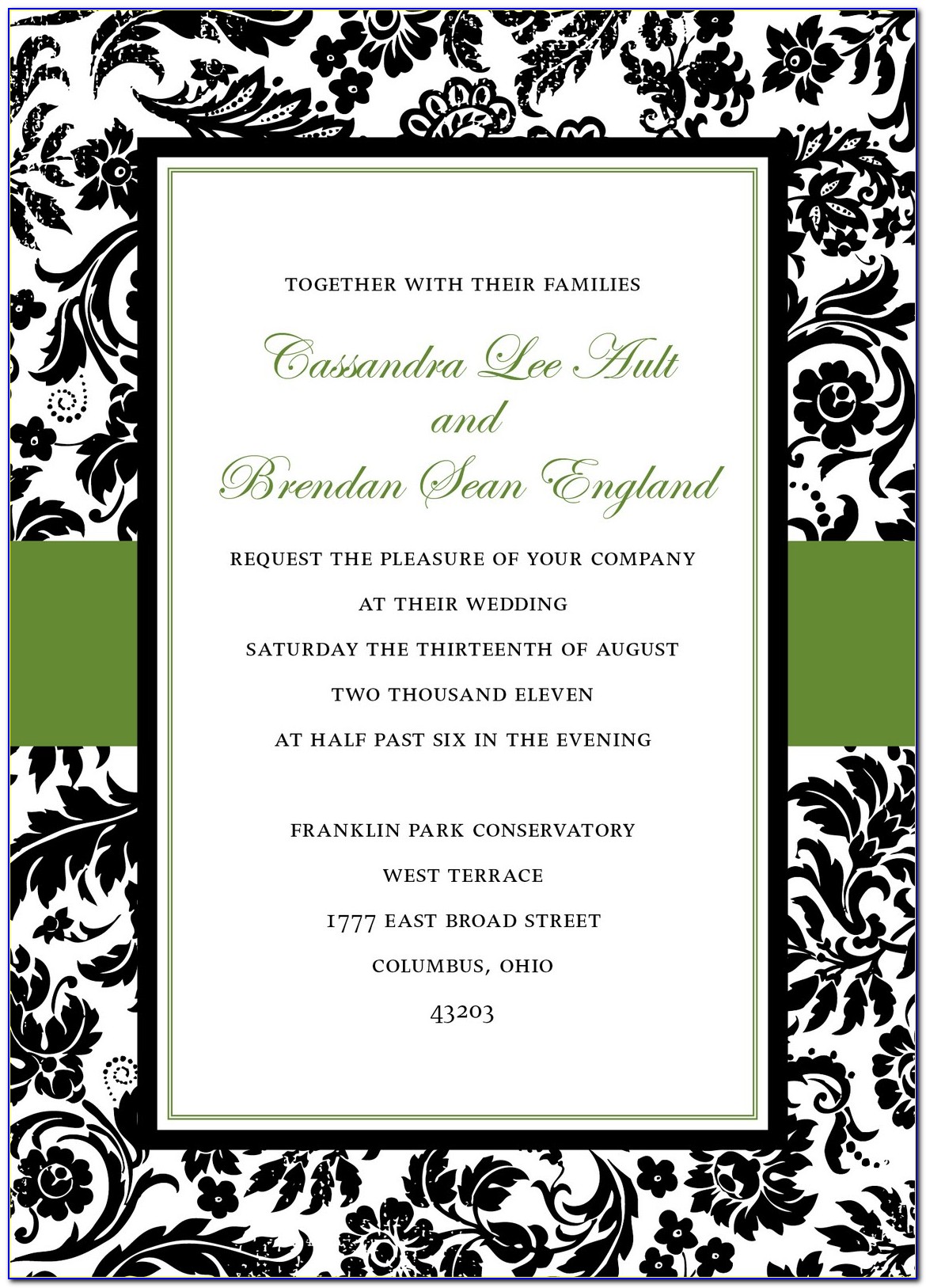 Free Printable Damask Wedding Invitation Templates
