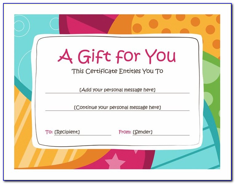 Free Printable Gift Certificates Templates Birthdays