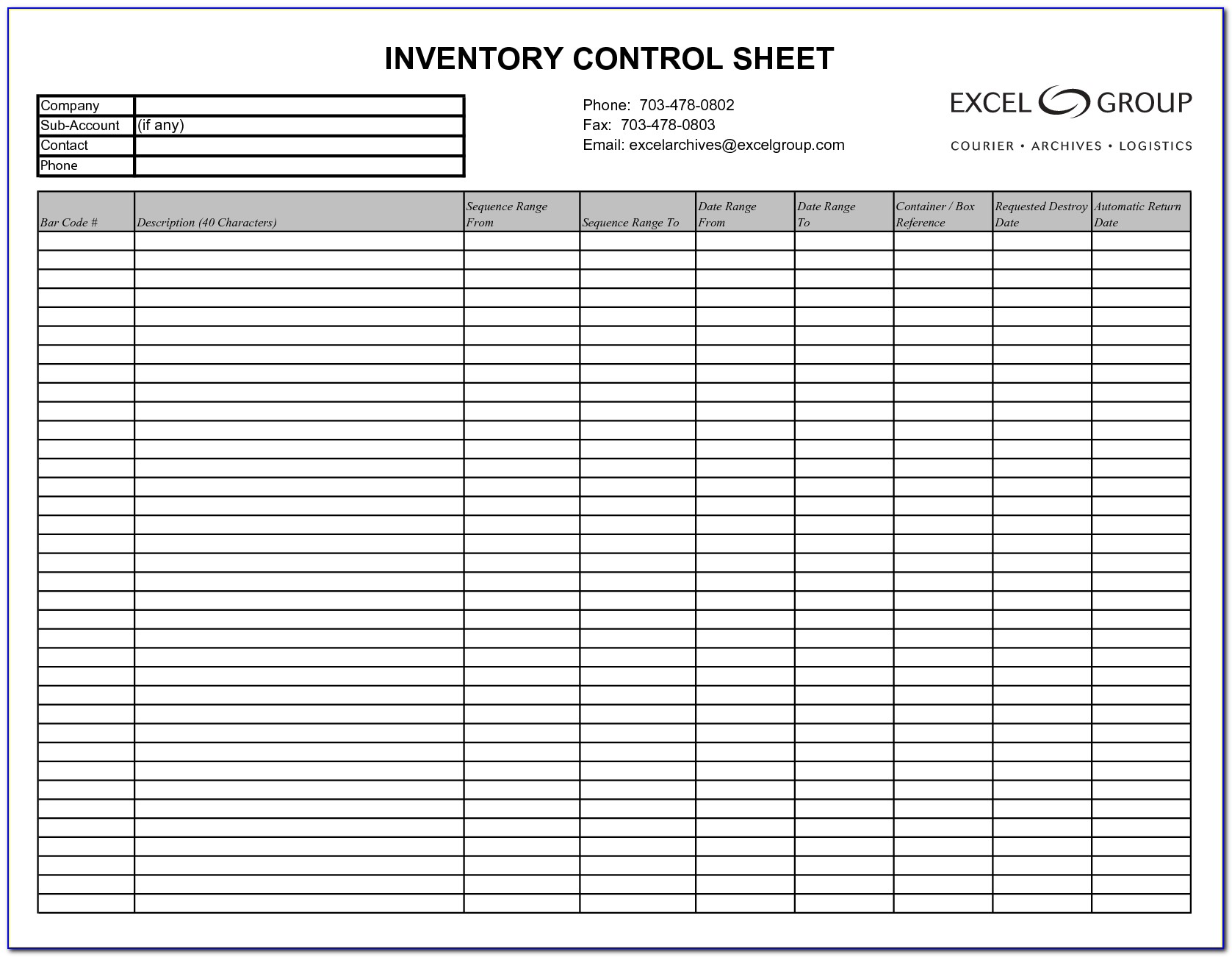 Free Printable Inventory List Template