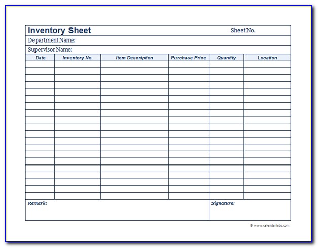 Free Printable Inventory Spreadsheet Template