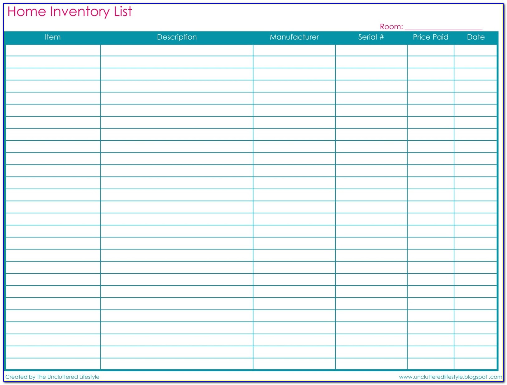 Free Printable Inventory Templates