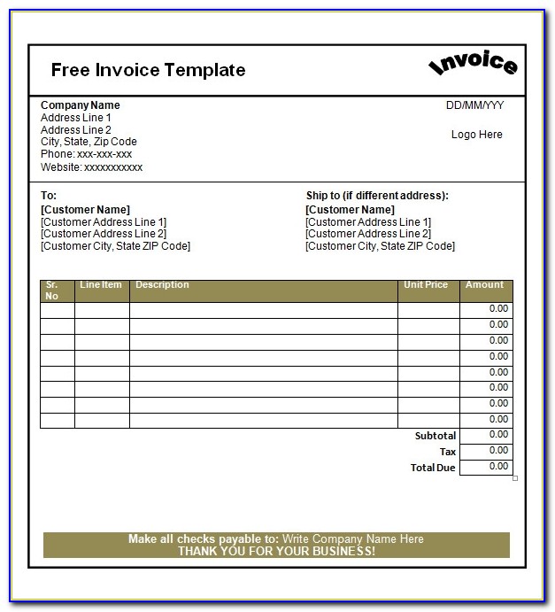 Free Printable Invoice Sheet