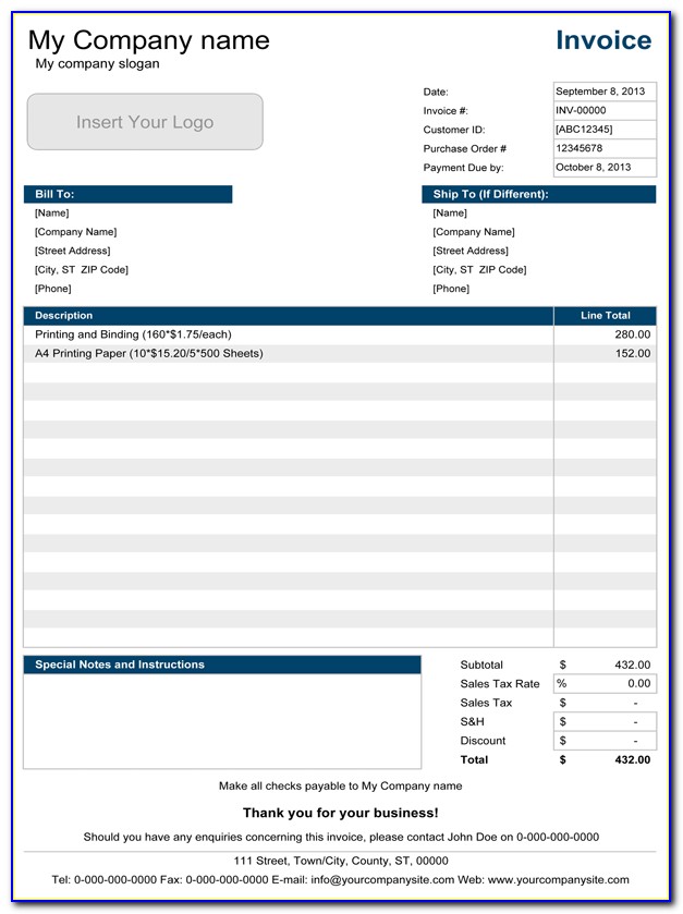 Free Printable Invoice Templates For Mac