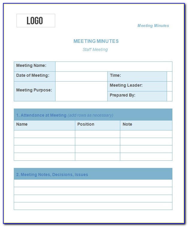 Free Printable Meeting Minutes Form