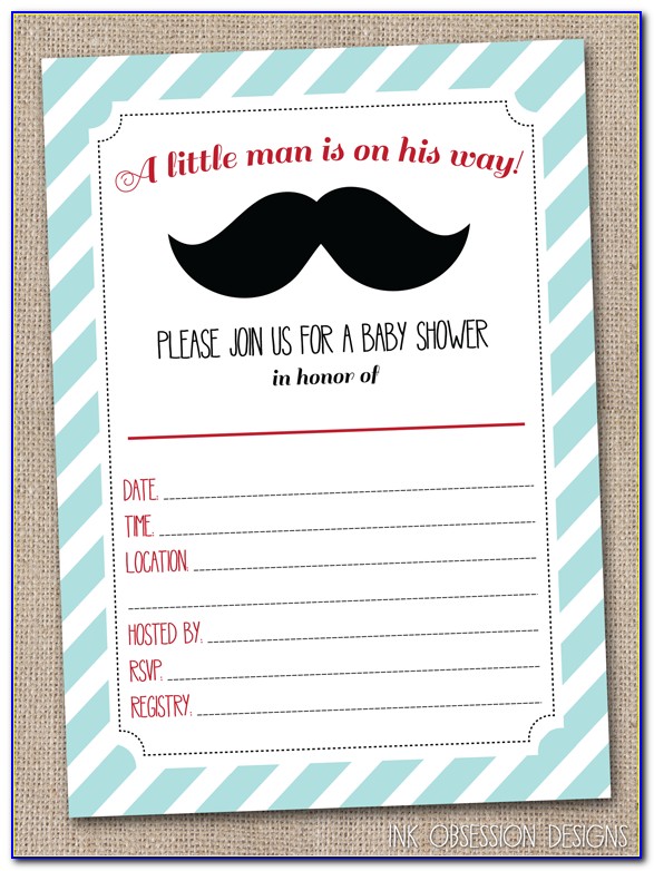 Free Printable Mustache Baby Shower Invitations Templates