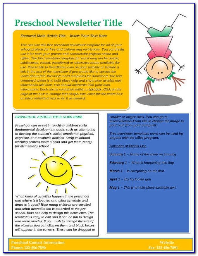 Free Printable Newsletter Templates For Daycares