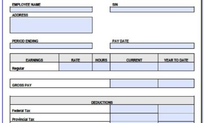 Free Printable Pay Stub Template Canada