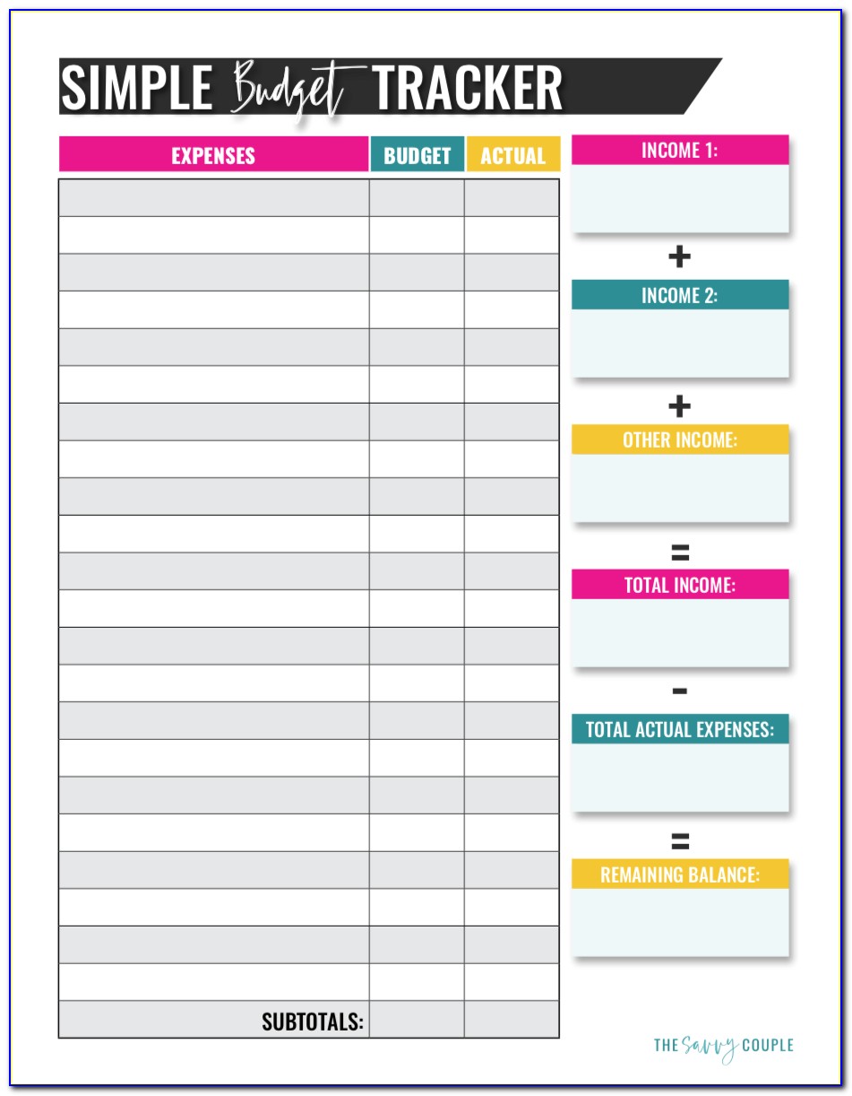 Free Printable Personal Budget Forms