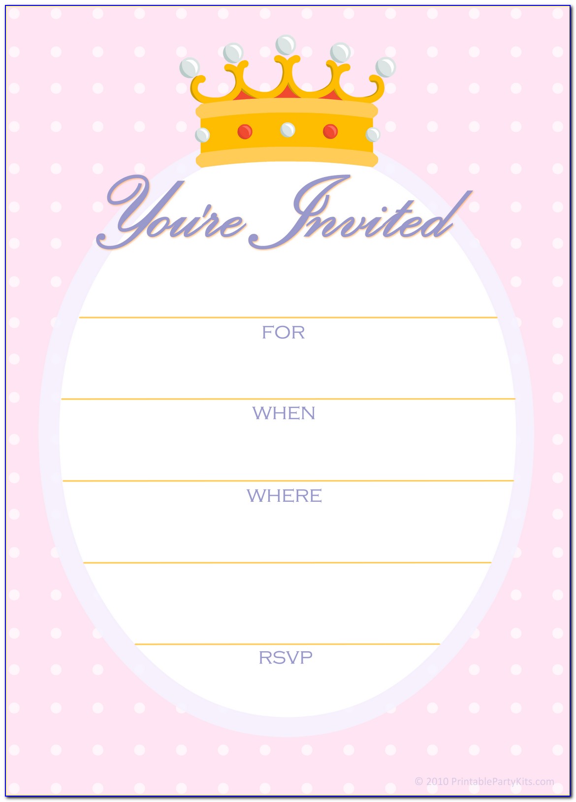 Free Printable Princess Birthday Invitation Templates