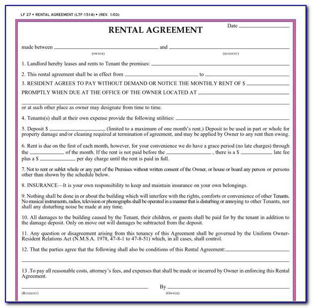 Free Printable Room Rental Agreement Template