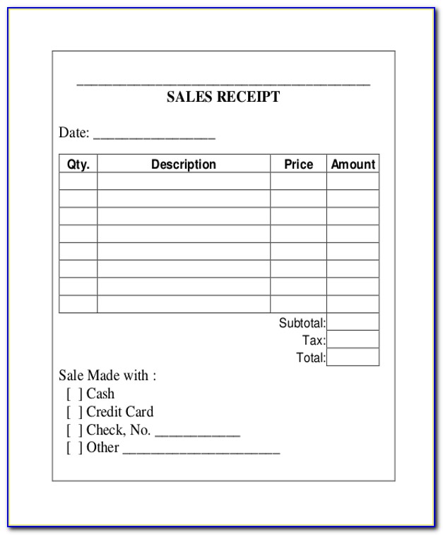 Free Printable Sales Receipt Forms