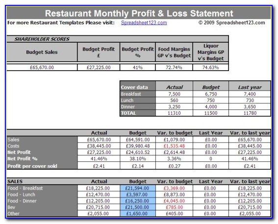 Free Profit And Loss Statement Form Download