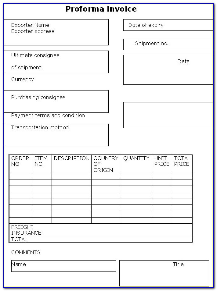 Free Proforma Invoice Format In Word