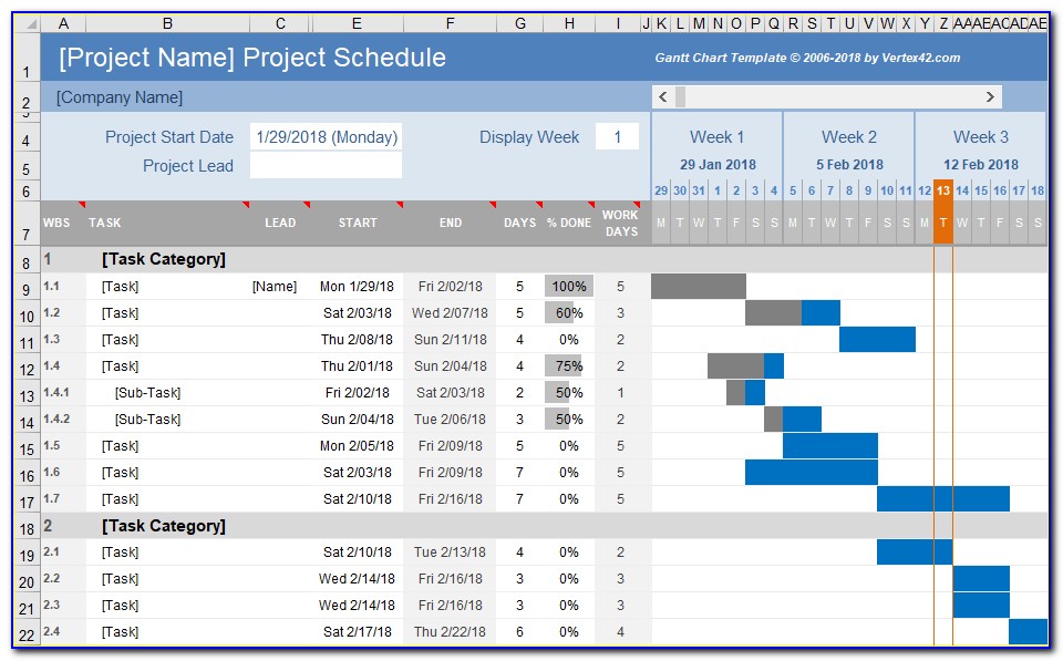 Free Project Gantt Chart Excel Template
