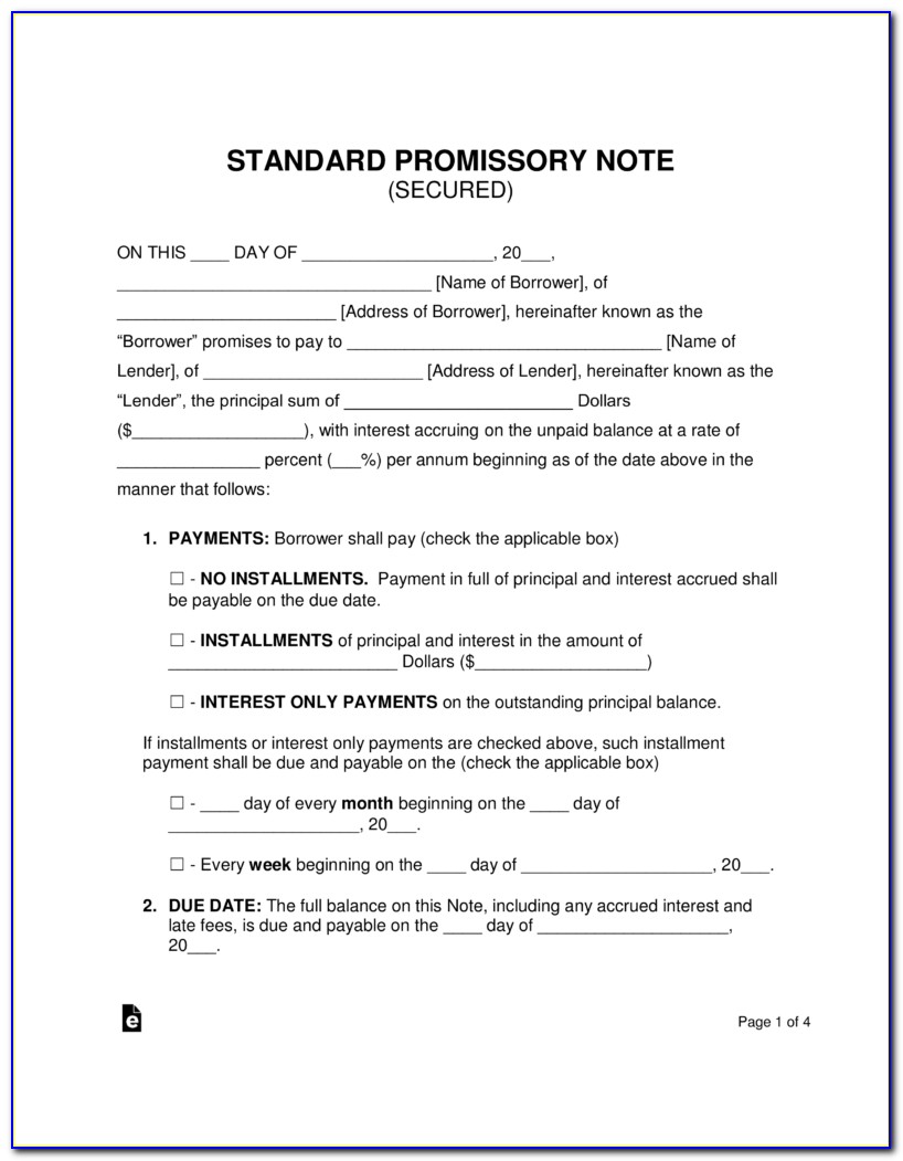 Free Promissory Note Template Word