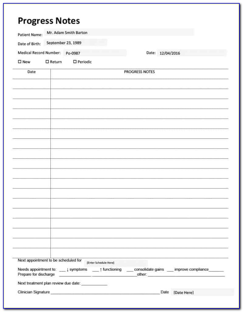 Free Psychotherapy Progress Note Template