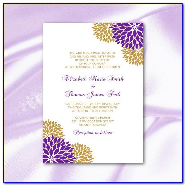 Free Purple And Gold Wedding Invitation Templates
