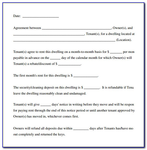 Free Rental Agreement Form Word Format