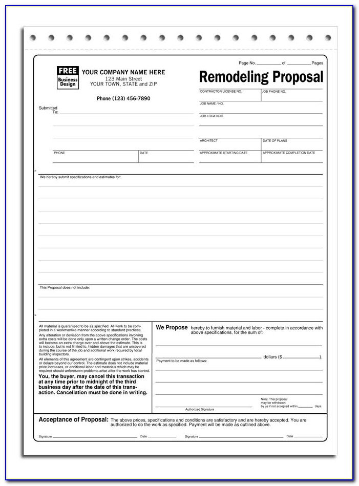 Free Sample Construction Proposal Template