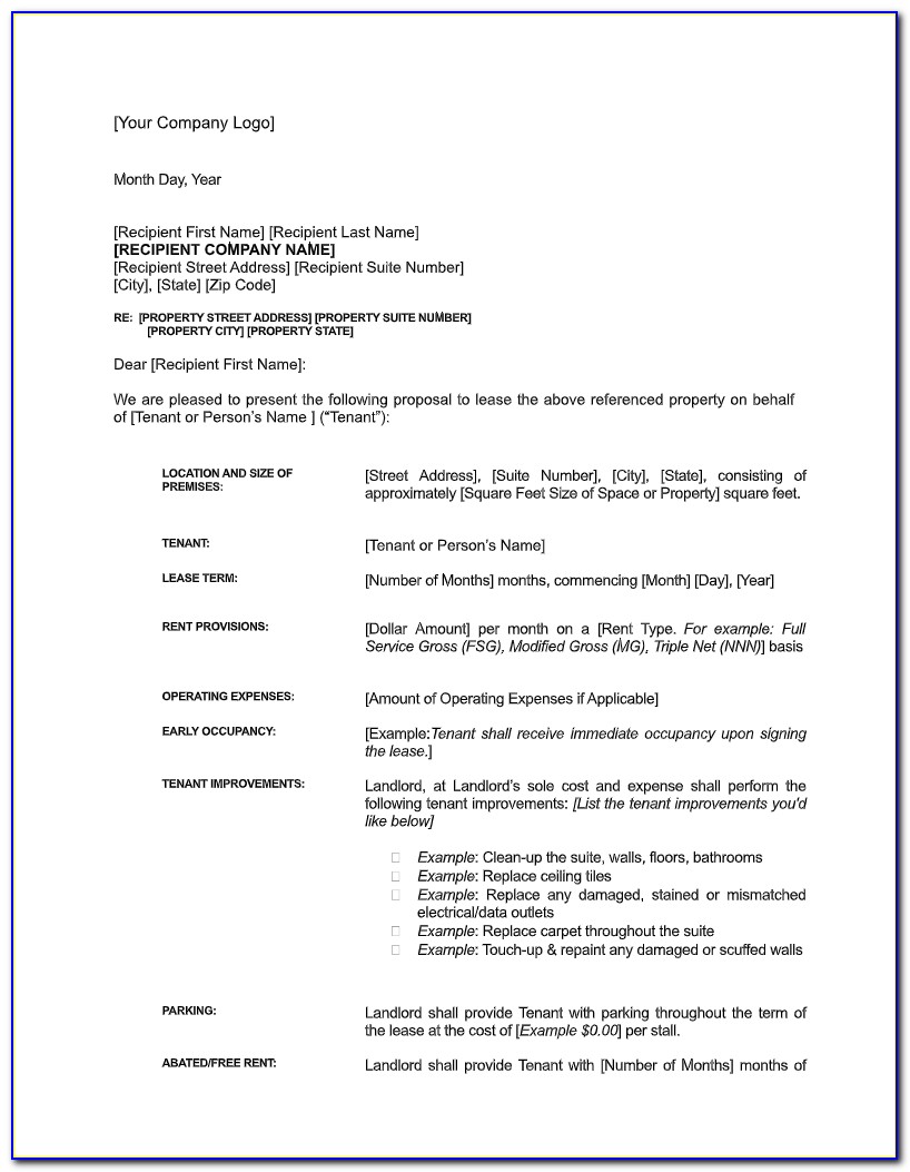 Free Sample Letter Of Intent For Business Venture