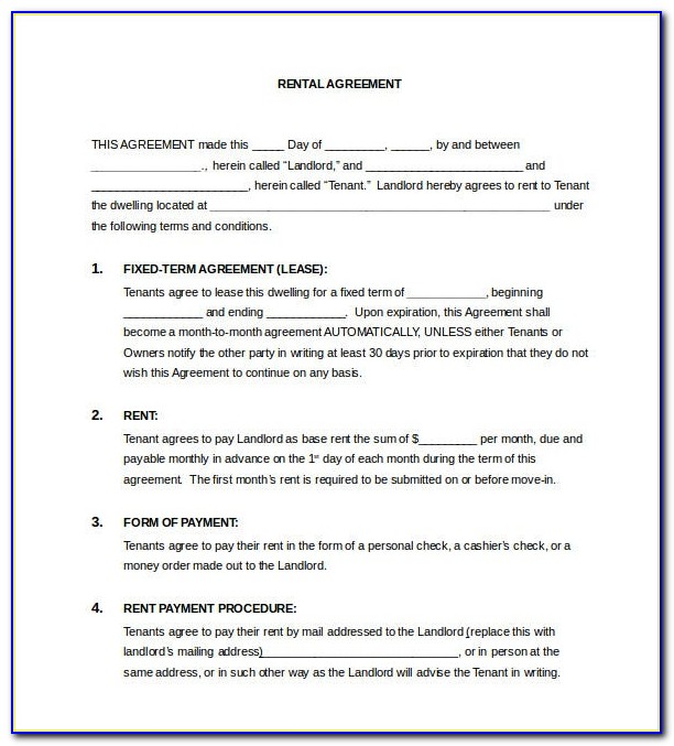 Free Texas Residential Lease Agreement Word Document
