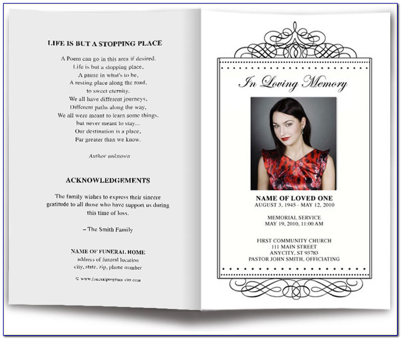 Order Of Service Funeral Template Free Download Uk