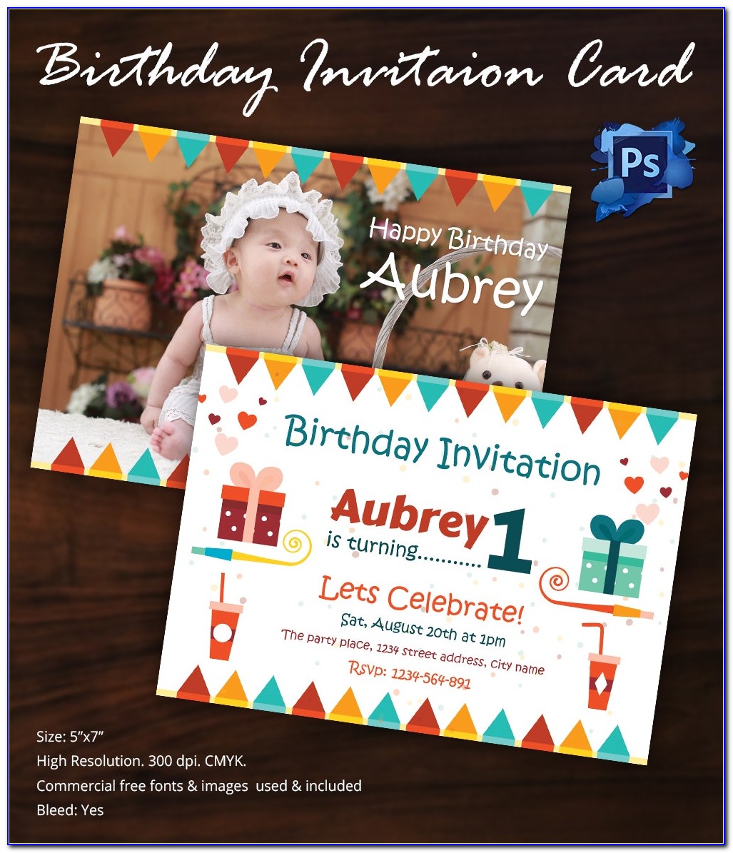 1st Birthday Invitation Template Psd Free Download