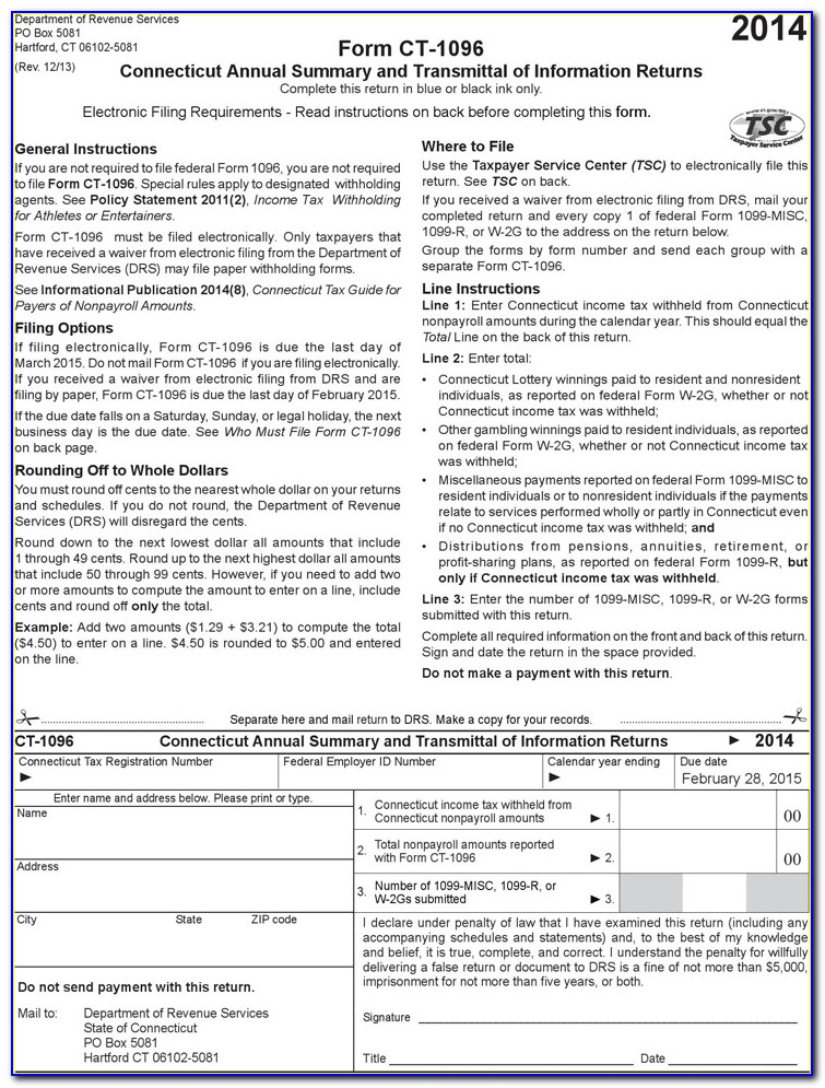 2014 Form 1096 Template