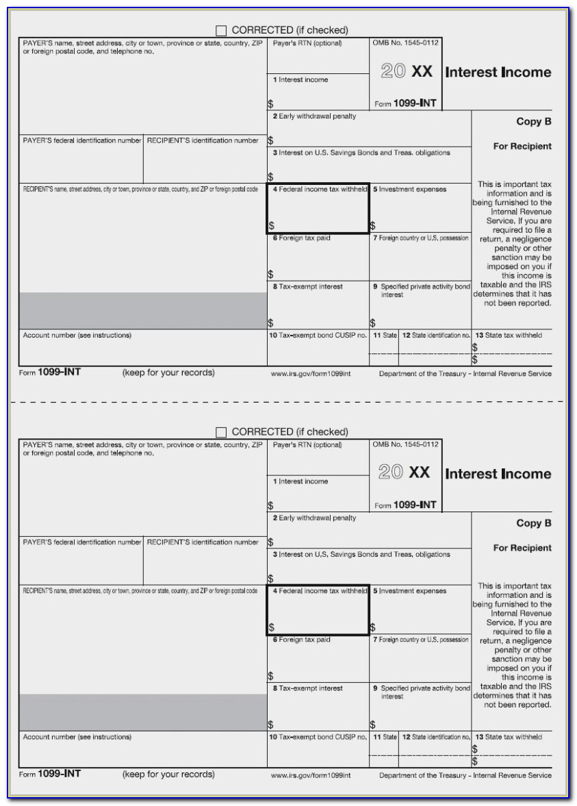 2018 Form 1099 Misc Template Word