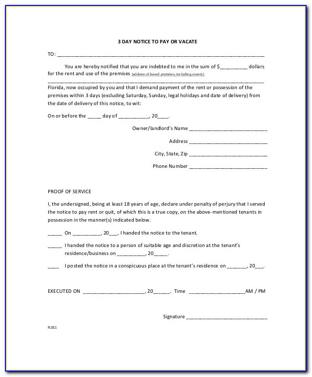 30 Day Eviction Notice Template Florida