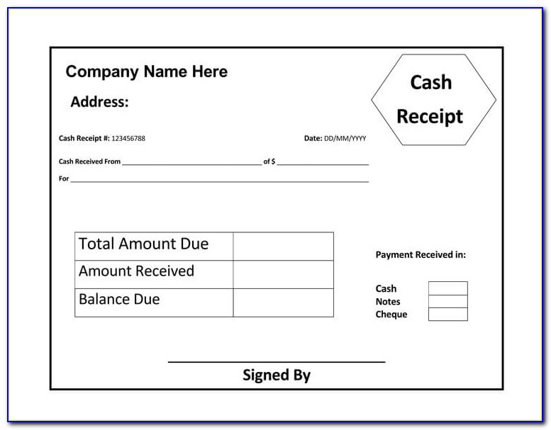 Cash Receipt Format In Word Free Download