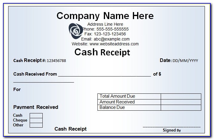 Cash Receipt Voucher Format In Excel Free Download