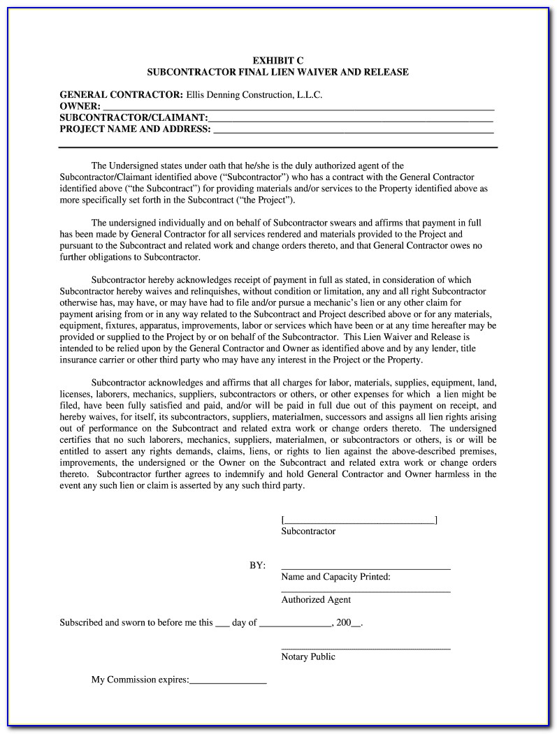 Chicago Title Final Waiver Of Lien Form Illinois