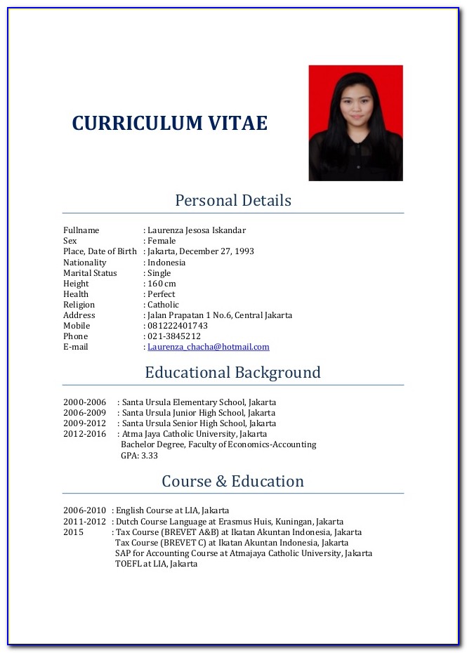 Download Format Curriculum Vitae Pdf